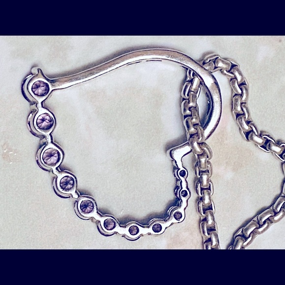 STUNNING Large Amethyst & Sterling Silver Tilt Slide-On Pendant - Picture 5 of 10